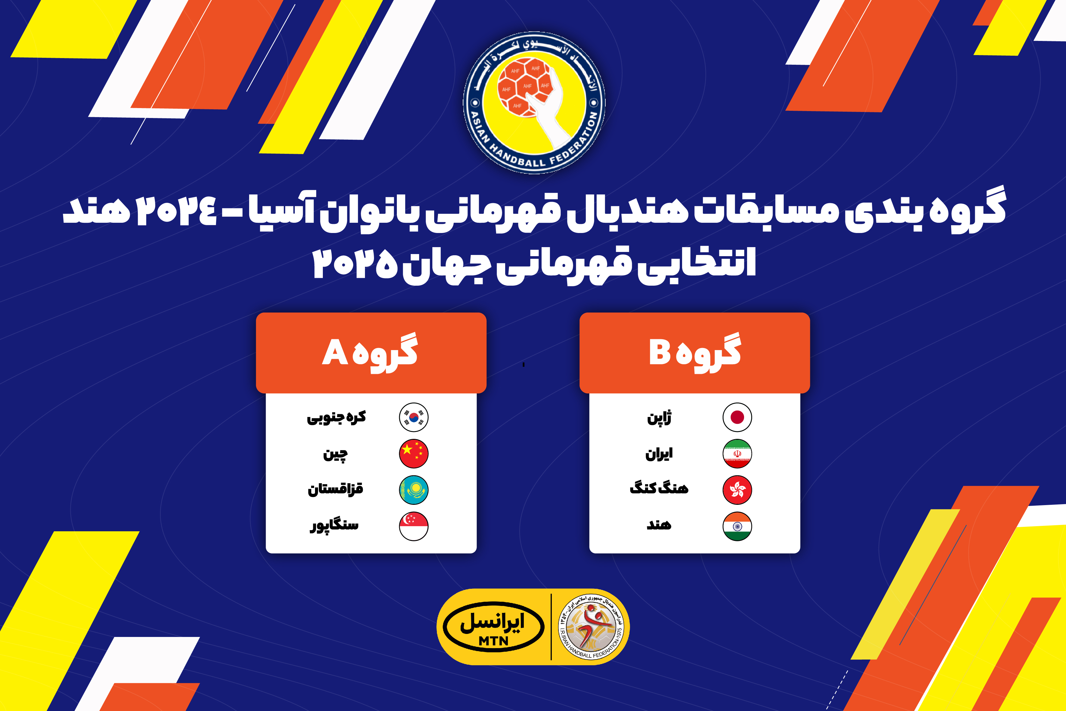 قرعه‌کشی مسابقات هندبال قهرمانی بانوان آسیا؛ همگروهی ایران با ژاپن، هنگ کنگ و هند