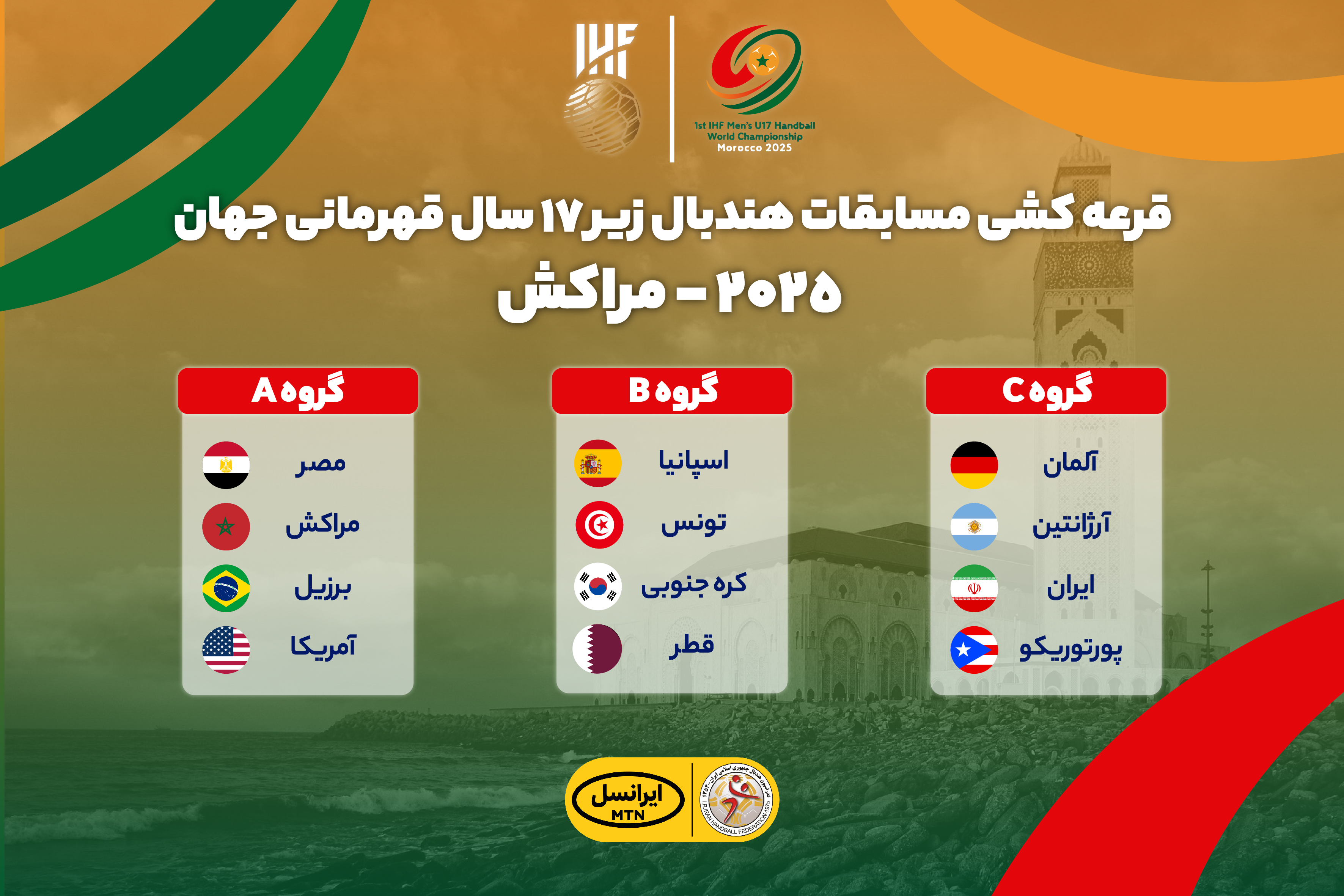 حریفان پسران هندبال ایران در مسابقات قهرمانی جهان مشخص شدند